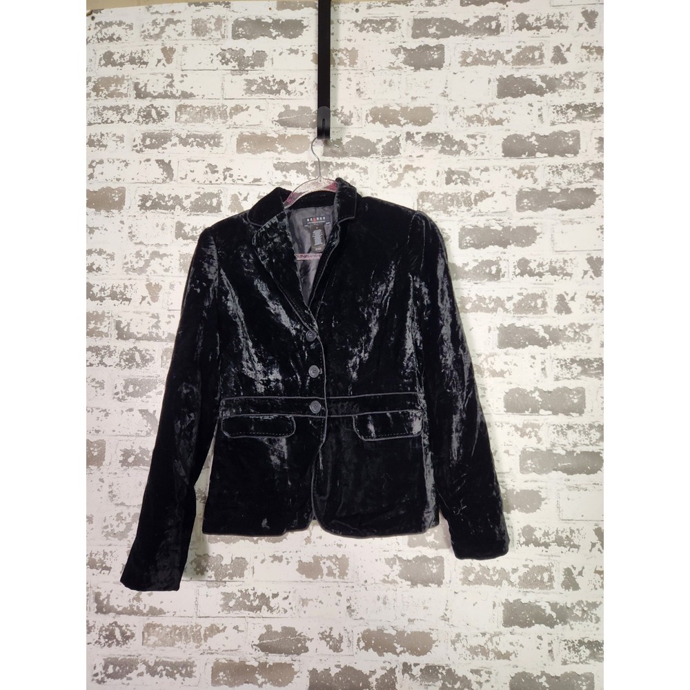Black Crushed Velvet Blazer Size‎ 6 Tailored Romantic Whimsigoth